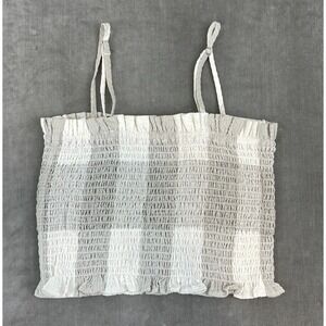 Lou‎ & Grey Womens Petite XXSP Grey White Buffalo Check Smocked Camisole Top